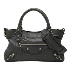 バレンシアガ ジャイアント ファースト ハンドバッグ ワンショルダーバッグ 285433 グレー レザー レディース BALENCIAGA 【中古】