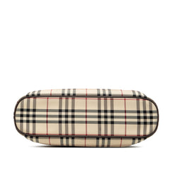 バーバリー ノバチェック トートバッグ ベージュ マルチカラー キャンバス レザー レディース BURBERRY 【中古】
