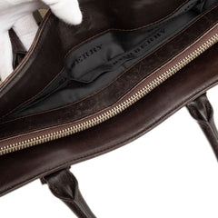 バーバリー ノバチェック トートバッグ ベージュ マルチカラー キャンバス レザー レディース BURBERRY 【中古】
