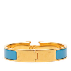エルメス クリックH PM ブレスレット バングル ゴールド ブルー メッキ レディース HERMES 【中古】