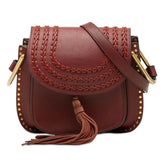 クロエ ハドソン タッセル 斜め掛け ショルダーバッグ ワインレッド ゴールド レザー メッキ レディース Chloe 【中古】