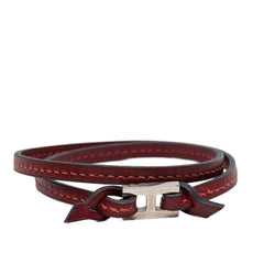 エルメス ティレット 2連 ブレスレット ワインレッド レザー レディース HERMES 【中古】