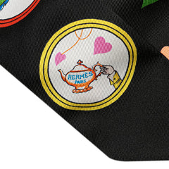 エルメス ツイリー Tea Time ティータイム スカーフ ブラック ホワイト マルチカラー シルク レディース HERMES 【中古】