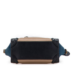 セリーヌ ラゲージ ナノショッパー ハンドバッグ ショルダーバッグ 2WAY ブラック ブラウン ネイビー レザー スウェード レディース CELINE 【中古】