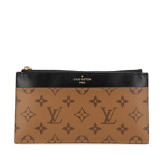 ルイ ヴィトン モノグラム リバース スリム パース 長財布 M80390 ブラウン ブラック PVC レザー レディース LOUIS VUITTON 【中古】
