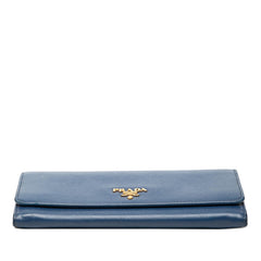 プラダ 二つ折り 長財布 1M1132 ブルー サフィアーノレザー レディース PRADA 【中古】