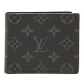 ルイ ヴィトン モノグラム エクリプス ポルトフォイユ マルコNM 二つ折り財布 M62545 ブラック PVC レザー メンズ LOUIS VUITTON 【中古】