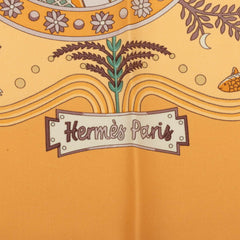 エルメス Escales Méditerranéennes 地中海の港町 スカーフ 大判スカーフ イエロー系 マルチカラー シルク レディース HERMES 中古