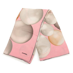 シャネル ココマーク パール柄 スカーフ ピンク マルチカラー シルク レディース CHANEL 【中古】
