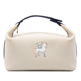 エルメス ブリッド ア ブラックGM カブリオル ハンドバッグ ポーチ アイボリー ネイビー トワルアッシュ レディース HERMES 中古