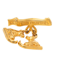 エルメス LE FETES EN HERMES ヴィンテージ スケート靴 モチーフ ブローチ ゴールド メッキ レディース HERMES 【中古】