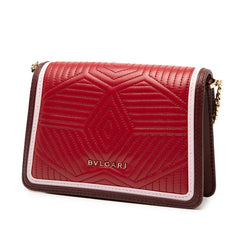 ブルガリ セルペンティ ダイヤモンド ブラスト チェーン ショルダーバッグ レッド レザー レディース BVLGARI 【中古】