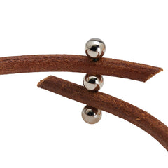 エルメス ルーレットヒル ブレスレット 2連 ブラウン シルバー レザー メタル レディース HERMES 【中古】