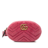 グッチ GGマーモント キルティング ボディバッグ ウエストバッグ 476434 ピンク ベロア レディース GUCCI 【中古】