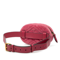 グッチ GGマーモント キルティング ボディバッグ ウエストバッグ 476434 ピンク ベロア レディース GUCCI 【中古】