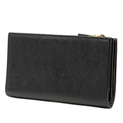 プラダ 二つ折り財布 1ML009 ブラック ピンク サフィアーノレザー レディース PRADA 【中古】