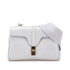 セリーヌ ティーン ソフト16 セーズ 斜め掛け ショルダーバッグ ライトグレー レザー レディース CELINE 中古