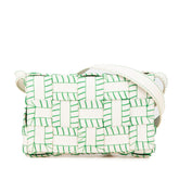 ボッテガヴェネタ マキシイントレチャート カセット 斜め掛け ショルダーバッグ ホワイト グリーン レザー レディース BOTTEGAVENETA 【中古】