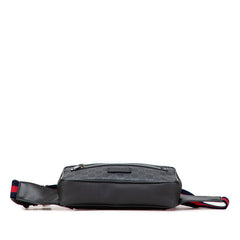 グッチ GGスプリーム シェリーライン ウエストバッグ 474293 ブラック PVC レザー レディース GUCCI 【中古】