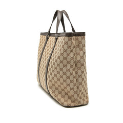 グッチ GGキャンバス トートバッグ ハンドバッグ 449169 ベージュ ブラウン キャンバス レザー レディース GUCCI 【中古】