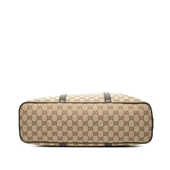 グッチ GGキャンバス トートバッグ ハンドバッグ 449169 ベージュ ブラウン キャンバス レザー レディース GUCCI 【中古】