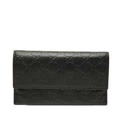 グッチ グッチシマ 三つ折り 長財布 257303 ブラック レザー レディース GUCCI 【中古】