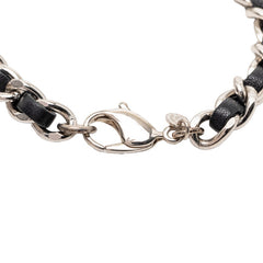 シャネル ココマーク ロゴ ブレスレット シルバー ブラック メタル レザー レディース CHANEL 【中古】