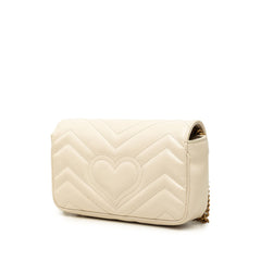 グッチ GGマーモント キルティング スーパーミニ チェーン ショルダーバッグ 476433 ホワイト レザー レディース GUCCI 中古