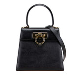 サルヴァトーレフェラガモ ガンチーニ ハンドバッグ ショルダーバッグ 2WAY ブラック レザー レディース Salvatore Ferragamo 【中古】