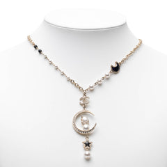 シャネル ココマーク 月 ムーン 星 スター モチーフ ネックレス ゴールド メッキ ラインストーン レディース CHANEL 【中古】