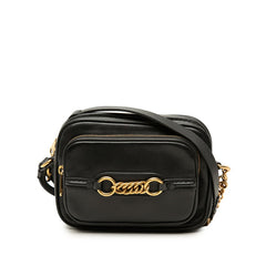バーバリー ノバチェック シャドーホース チェーン ショルダーバッグ ブラック ゴールド レザー レディース BURBERRY 中古