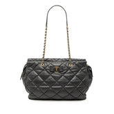サルヴァトーレフェラガモ ヴァラ チェーン ショルダーバッグ ブラック ラムスキン レディース Salvatore Ferragamo 【中古】