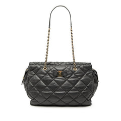 サルヴァトーレフェラガモ ヴァラ チェーン ショルダーバッグ ブラック ラムスキン レディース Salvatore Ferragamo 【中古】