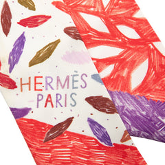 エルメス ツイリー Chacun Fait Son Nid それぞれの巣作り スカーフ ホワイト マルチカラー シルク レディース HERMES 【中古】