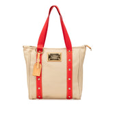 ルイ ヴィトン アンティグア カバMM トートバッグ ショルダーバッグ M40035 レッド ベージュ キャンバス レザー レディース LOUIS VUITTON 【中古】
