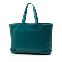 ボッテガヴェネタ イントレチャート トートバッグ ハンドバッグ ブルー系 レザー レディース BOTTEGAVENETA 【中古】