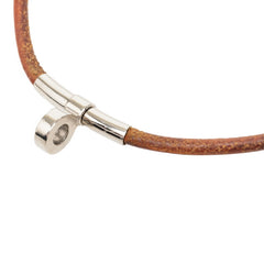 エルメス ドゥーブルケリー チョーカー ブレスレット アクセサリー ブラウン シルバー メタル レザー レディース HERMES 中古