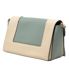 セリーヌ フレーム クロスボディバッグ ショルダーバッグ 斜め掛け ストームブルー グレージュ レザー レディース CELINE 【中古】