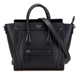 セリーヌ ラゲージ ナノショッパー ハンドバッグ ショルダーバッグ 2WAY ブラック レザー レディース CELINE 【中古】