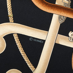 エルメス カレ90 Cannes et Pommeaux 杖とステッキの飾り スカーフ 大判スカーフ ブラック レッド シルク レディース HERMES 中古
