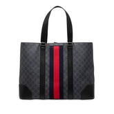 グッチ GGスプリーム トートバッグ 495560 ブラック レッド PVC レザー レディース GUCCI 【中古】