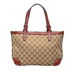グッチ GGキャンバス クラフト ハンドバッグ トートバッグ 269878 ベージュ レッド キャンバス レザー レディース GUCCI 【中古】