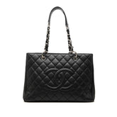 シャネル マトラッセ ココマーク GST グランド ショッピング チェーン トートバッグ ブラック シルバー金具 キャビアスキン レディース CHANEL 中古