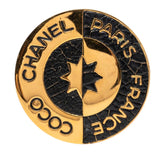 シャネル COCO ラウンド ブローチ ゴールド ブラック メッキ レディース CHANEL 【中古】