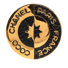 シャネル COCO ラウンド ブローチ ゴールド ブラック メッキ レディース CHANEL 【中古】