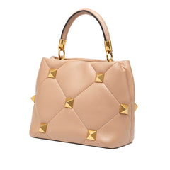 ヴァレンティノ ローマンスタッズ ハンドバッグ ショルダーバッグ 2WAY ピンクベージュ レザー レディース VALENTINO 【中古】