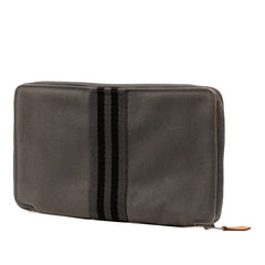 エルメス フールトゥ マルチ パースGM ラウンドファスナー 長財布 グレー ブラック キャンバス レディース HERMES 【中古】