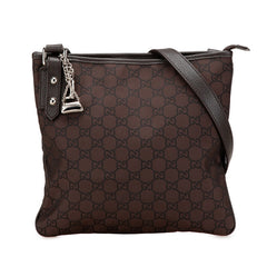 グッチ GGナイロン ショルダーバッグ 268620 ブラウン ブラック ナイロン レザー レディース GUCCI 【中古】