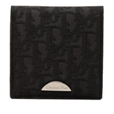 ディオール オブリーク ジャカード 二つ折り財布 ブラック ナイロン レザー レディース Dior 【中古】