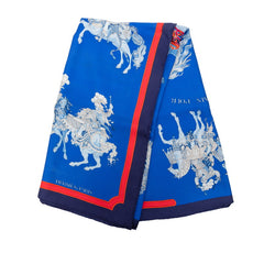 エルメス カレ90 CARROUSEL メリーゴーランド スカーフ 大判 ブルー系 シルク レディース HERMES 【中古】